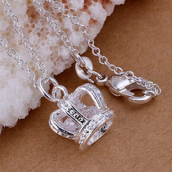 Jewelry - Crown Crystal charm 925 Sterling silver necklace